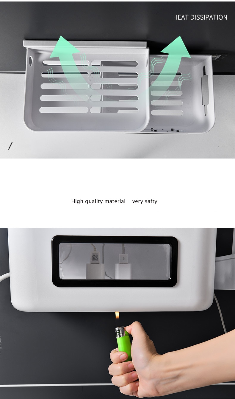 Lisslune | Wall-Mounted Wifi Cable Socket Storage Organizer Box