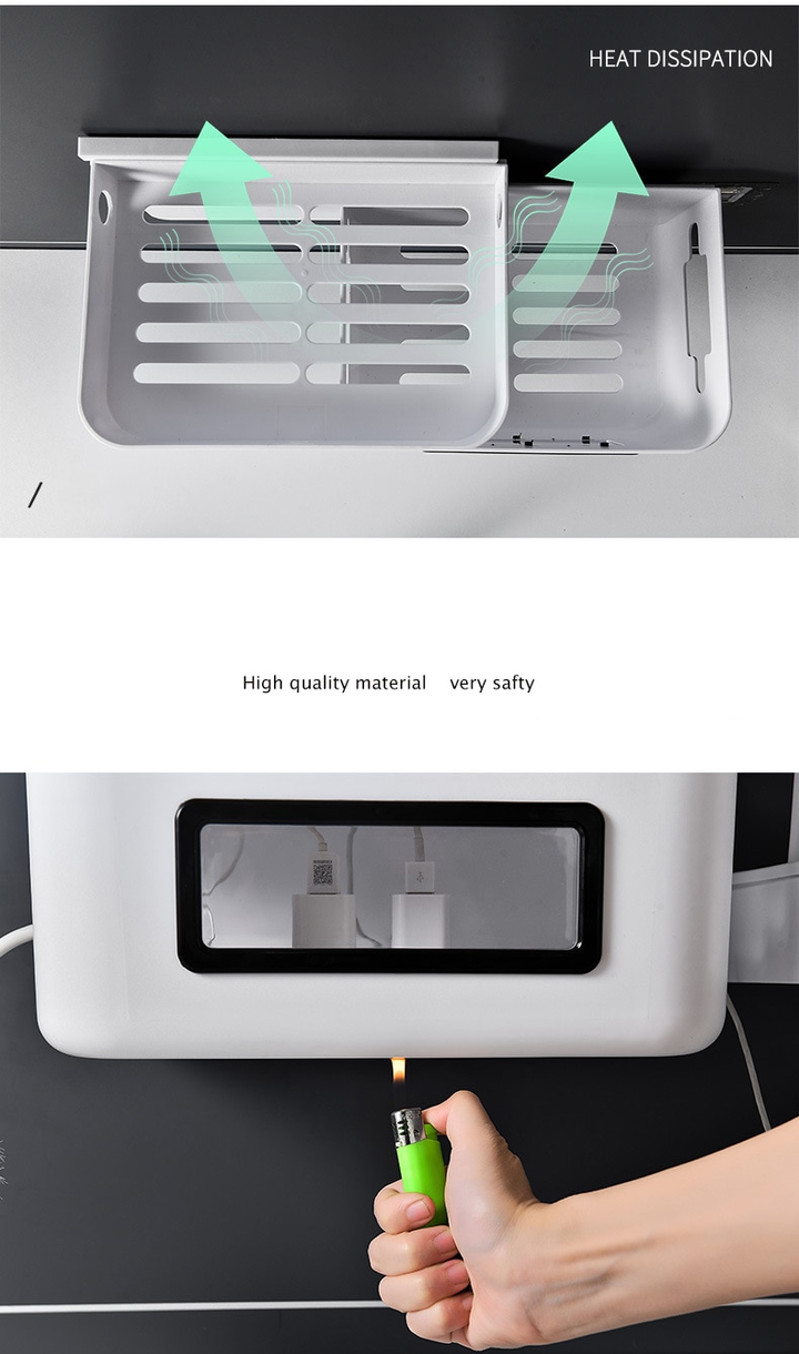 Lisslune | Wall-Mounted Wifi Cable Socket Storage Organizer Box