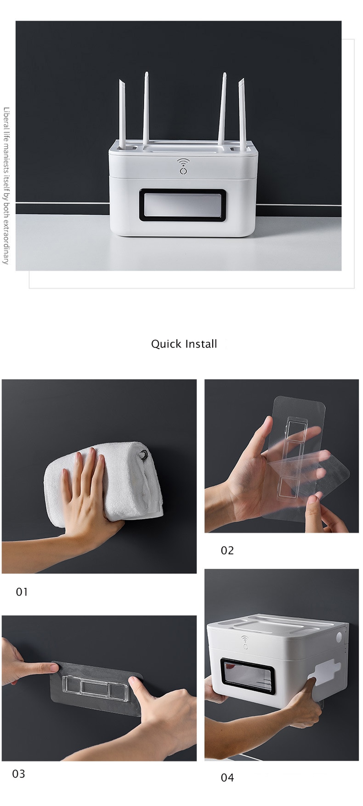 Lisslune | Wall-Mounted Wifi Cable Socket Storage Organizer Box