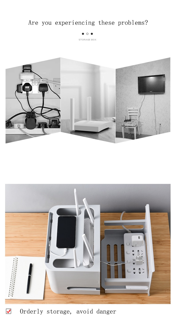 Lisslune | Wall-Mounted Wifi Cable Socket Storage Organizer Box