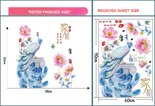 Lisslune | 3D Peacock Flower Style Wall Sticker