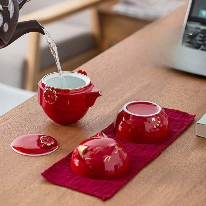 Lisslune | Luck Cat Ceramic Quick Cup Tea Set