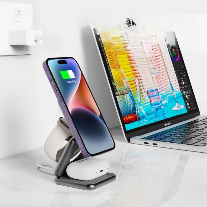 Lisslune | 3in1 Foldable Magnetic Smart Wireless Charger Stand