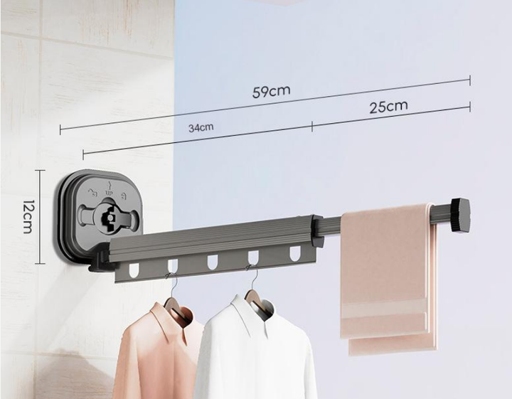 Lisslune | Easy Hang Wall-Mounted No-Punch Retractable Laundry Rack