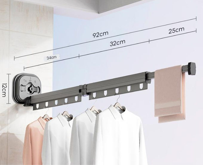 Lisslune | Easy Hang Wall-Mounted No-Punch Retractable Laundry Rack