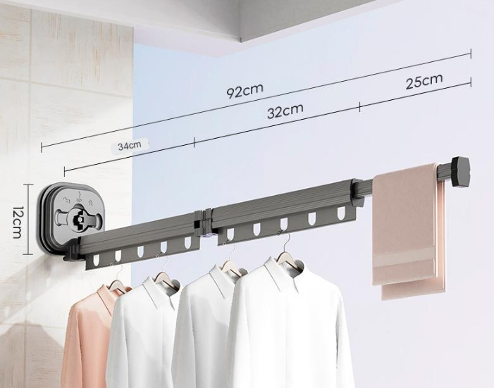 Lisslune | Easy Hang Wall-Mounted No-Punch Retractable Laundry Rack