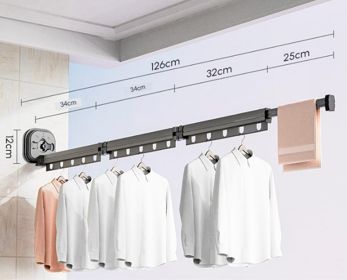 Lisslune | Easy Hang Wall-Mounted No-Punch Retractable Laundry Rack
