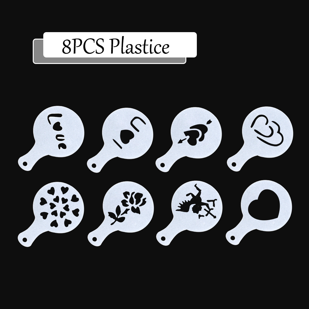 Lisslune | 8Pcs Coffee Cake Decoration Stencil Molds