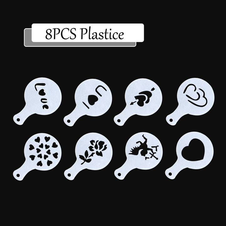 Lisslune | 8Pcs Coffee Cake Decoration Stencil Molds