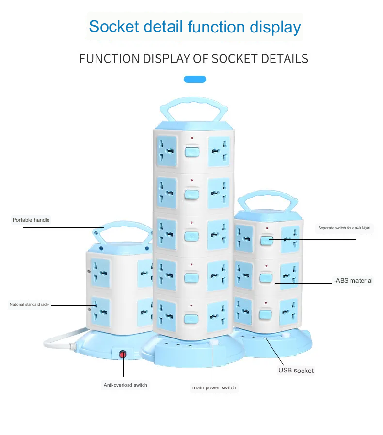 Lisslune | Tower Design Surge Protector Vertical Power Strip