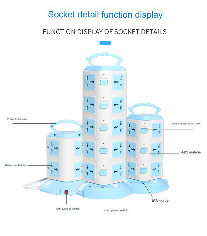 Lisslune | Tower Design Surge Protector Vertical Power Strip