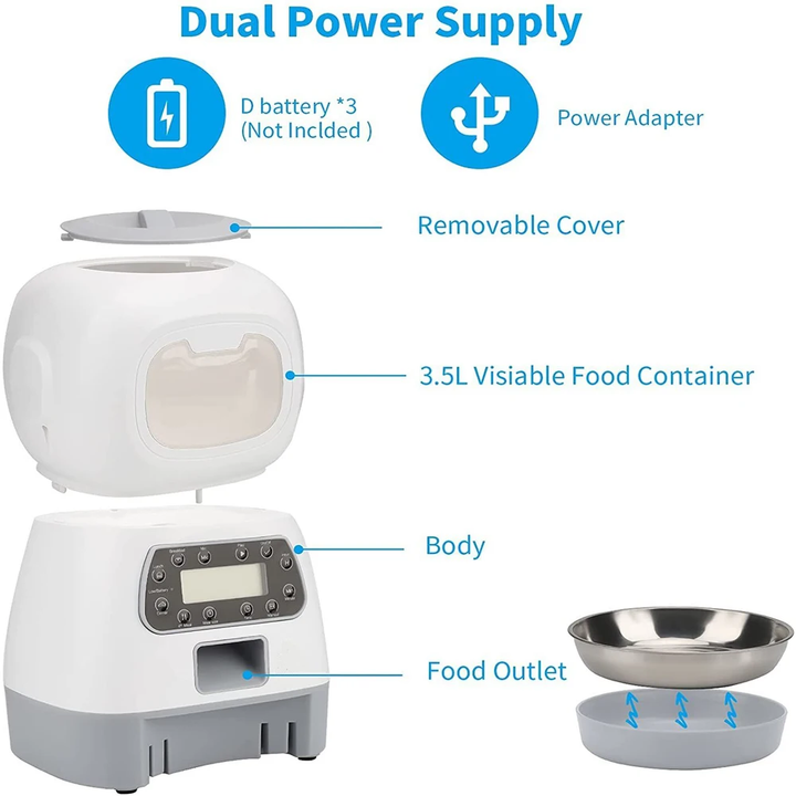Lisslune | 2-Way Splitter Automatic Smart Pet Feeding Station