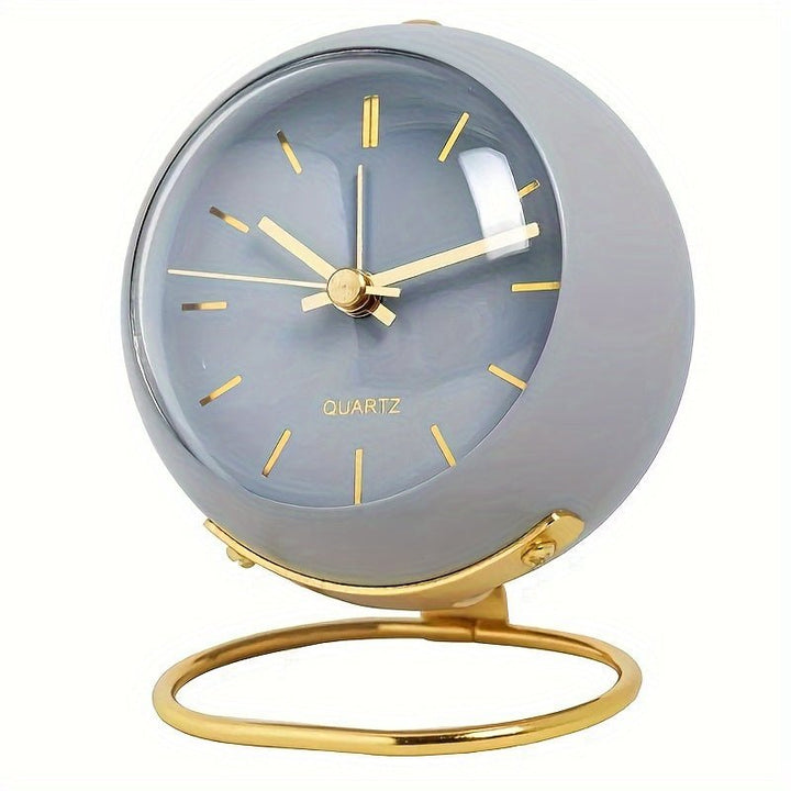 Lisslune | Buzzley Retro Silent Alarm Clock – Vintage Metal Analogue Clock with Night Light