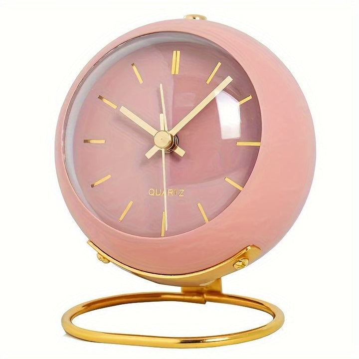 Lisslune | Buzzley Retro Silent Alarm Clock – Vintage Metal Analogue Clock with Night Light