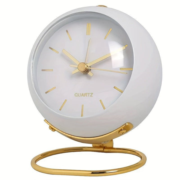 Lisslune | Buzzley Retro Silent Alarm Clock – Vintage Metal Analogue Clock with Night Light