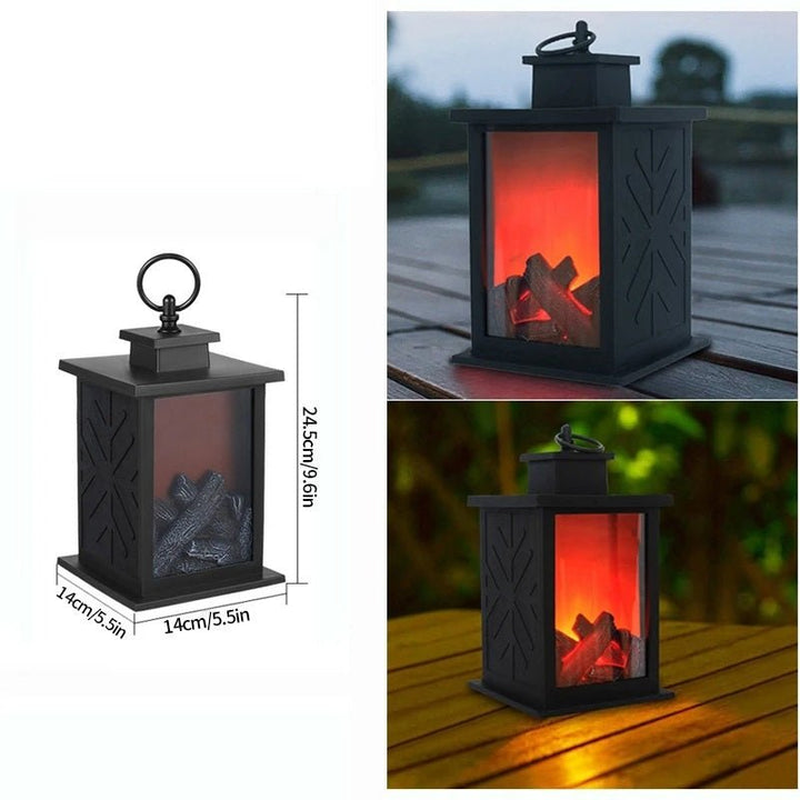Lisslune | Retro Fireplace Lantern – Flickering Flame Night Light for Christmas Charm, USB/Battery-Powered Holiday Décor