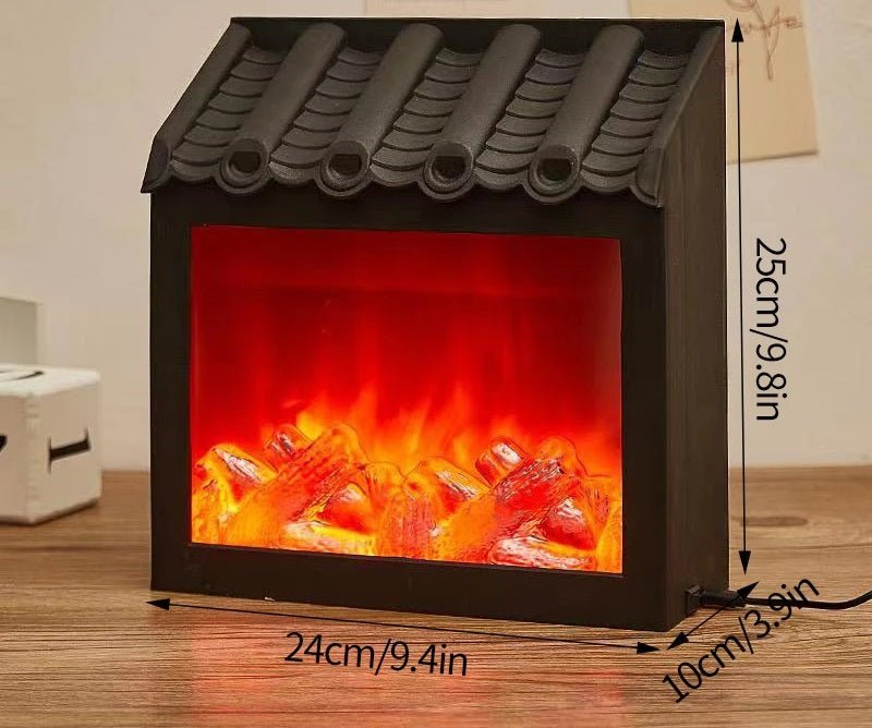 Lisslune | Retro Fireplace Lantern – Flickering Flame Night Light for Christmas Charm, USB/Battery-Powered Holiday Décor