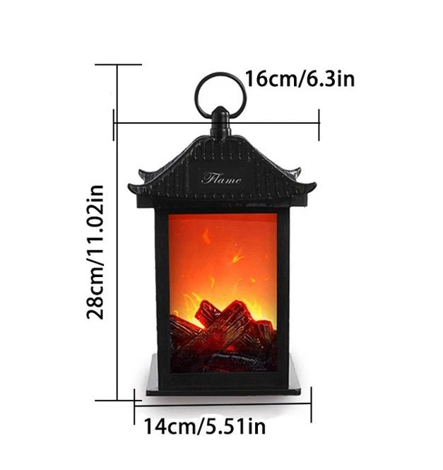 Lisslune | Retro Fireplace Lantern – Flickering Flame Night Light for Christmas Charm, USB/Battery-Powered Holiday Décor