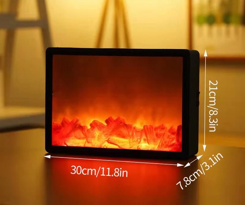 Lisslune | Retro Fireplace Lantern – Flickering Flame Night Light for Christmas Charm, USB/Battery-Powered Holiday Décor