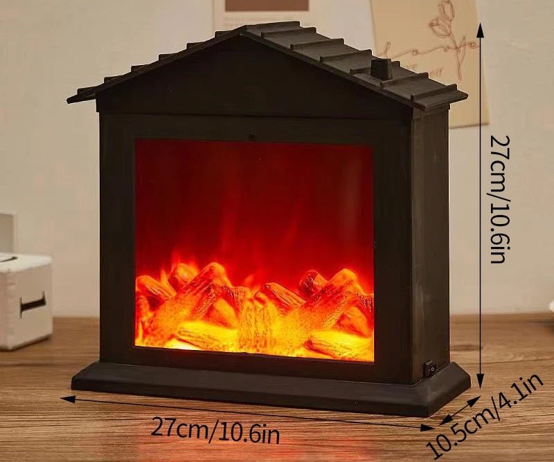 Lisslune | Retro Fireplace Lantern – Flickering Flame Night Light for Christmas Charm, USB/Battery-Powered Holiday Décor