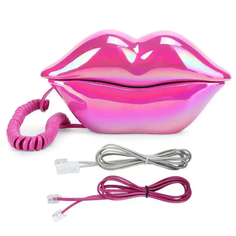 Lisslune | Retro Lip Telephone: Flocked Sexy Telephone, unique home decor gift