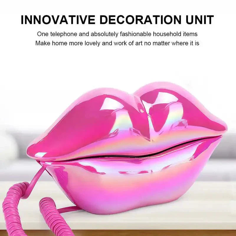 Lisslune | Retro Lip Telephone: Flocked Sexy Telephone, unique home decor gift