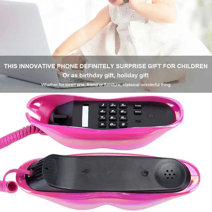 Lisslune | Retro Lip Telephone: Flocked Sexy Telephone, unique home decor gift