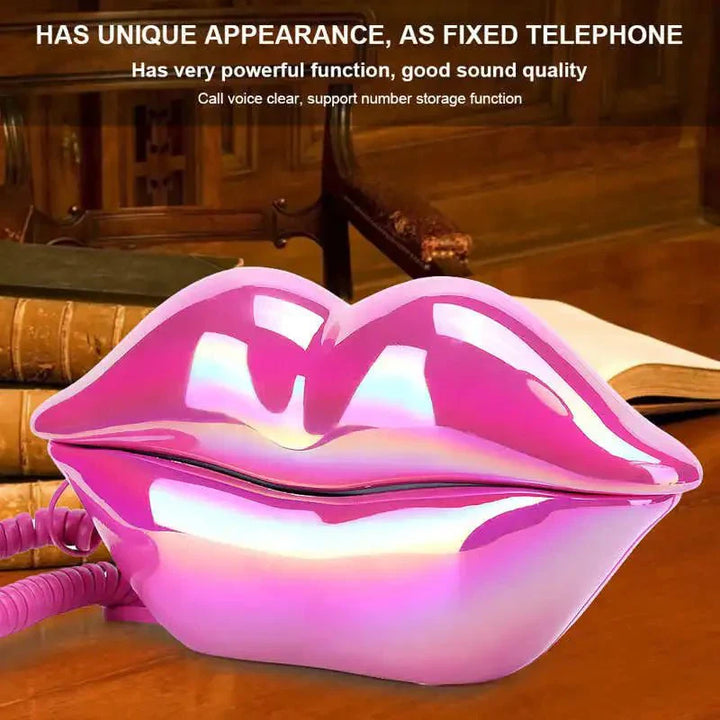 Lisslune | Retro Lip Telephone: Flocked Sexy Telephone, unique home decor gift
