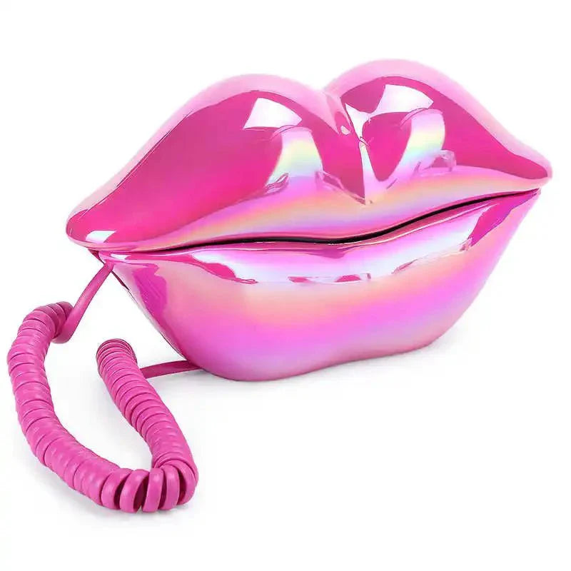 Lisslune | Retro Lip Telephone: Flocked Sexy Telephone, unique home decor gift