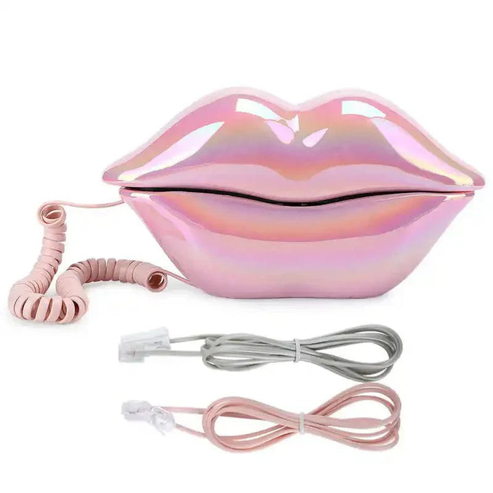 Lisslune | Retro Lip Telephone: Flocked Sexy Telephone, unique home decor gift
