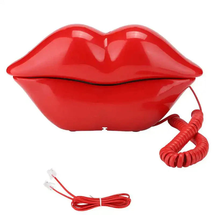 Lisslune | Retro Lip Telephone: Flocked Sexy Telephone, unique home decor gift