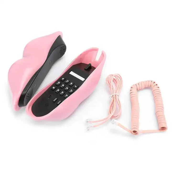 Lisslune | Retro Lip Telephone: Flocked Sexy Telephone, unique home decor gift