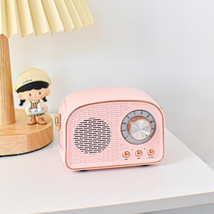 Lisslune | Retro Round Radio Bluetooth Speaker | Wireless | Portable | Stylish Sound for Home & On-the-go