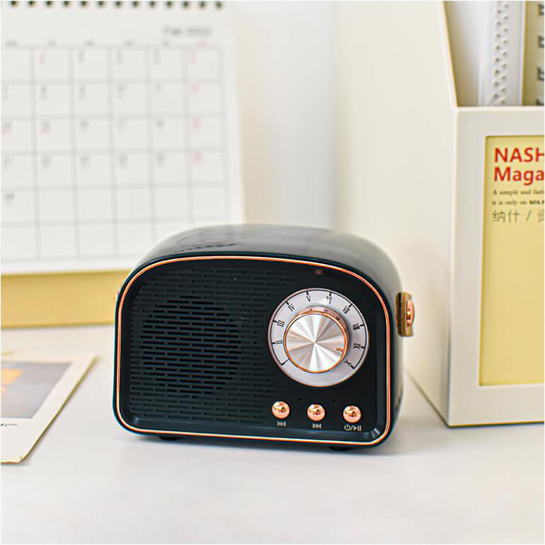 Lisslune | Retro Round Radio Bluetooth Speaker | Wireless | Portable | Stylish Sound for Home & On-the-go