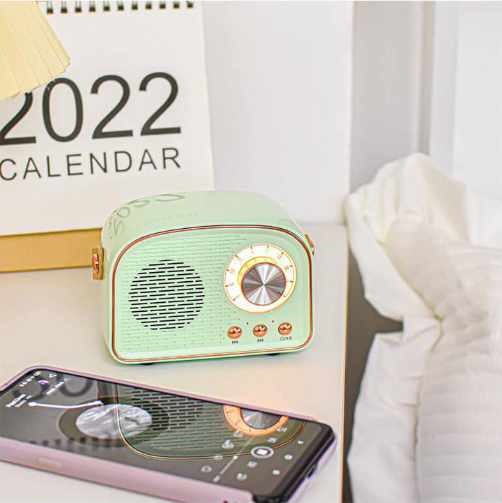 Lisslune | Retro Round Radio Bluetooth Speaker | Wireless | Portable | Stylish Sound for Home & On-the-go