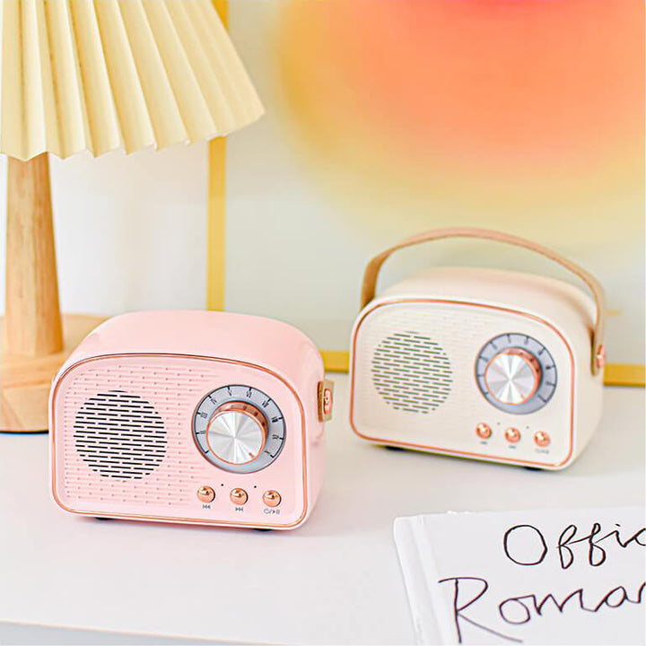 Lisslune | Retro Round Radio Bluetooth Speaker | Wireless | Portable | Stylish Sound for Home & On-the-go