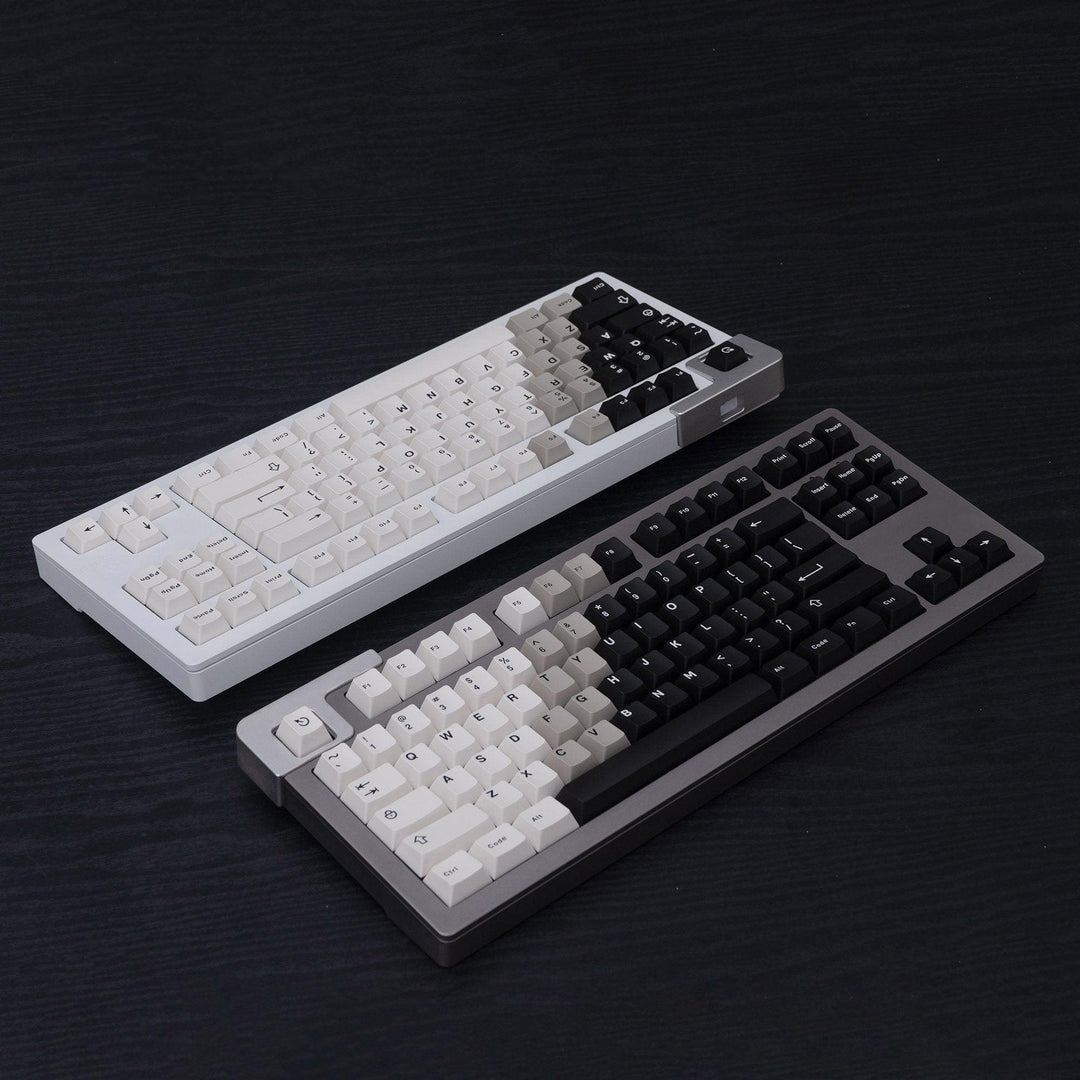 Lisslune | Retro Black and White Gradient Cherry Profile Keycap Set for MX Mechanical Keyboards