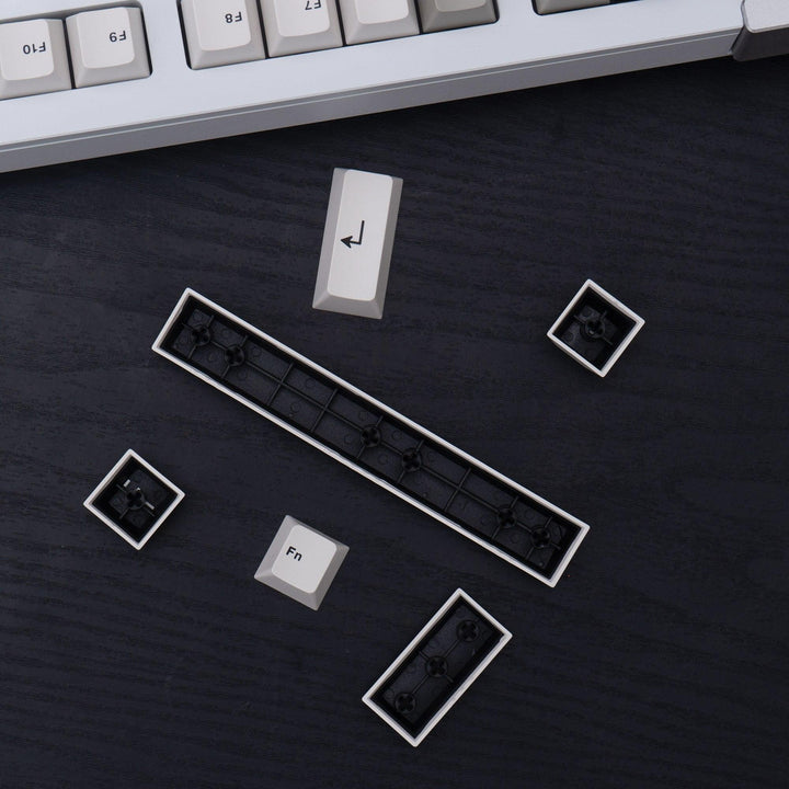 Lisslune | Retro Black and White Gradient Cherry Profile Keycap Set for MX Mechanical Keyboards