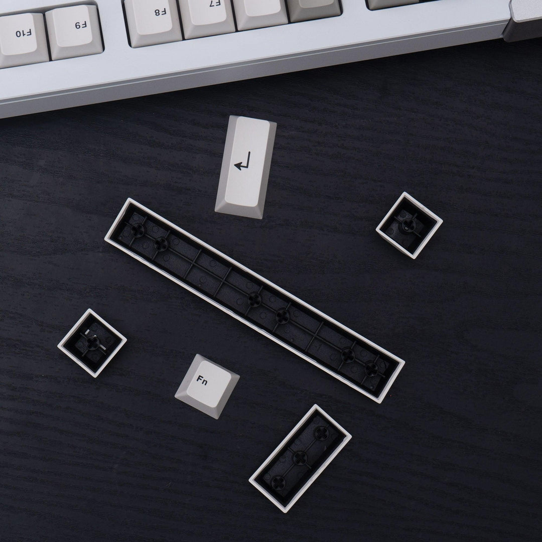 Lisslune | Retro Black-White Gradient Cherry Profile Keycap Set for MX Mechanical Keyboards