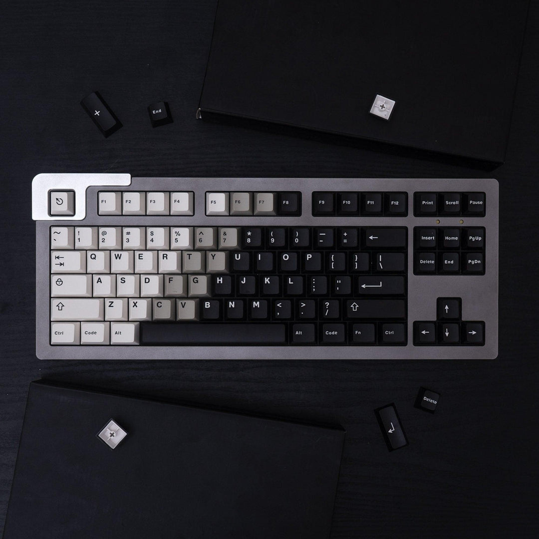 Lisslune | Retro Black-White Gradient Cherry Profile Keycap Set for MX Mechanical Keyboards