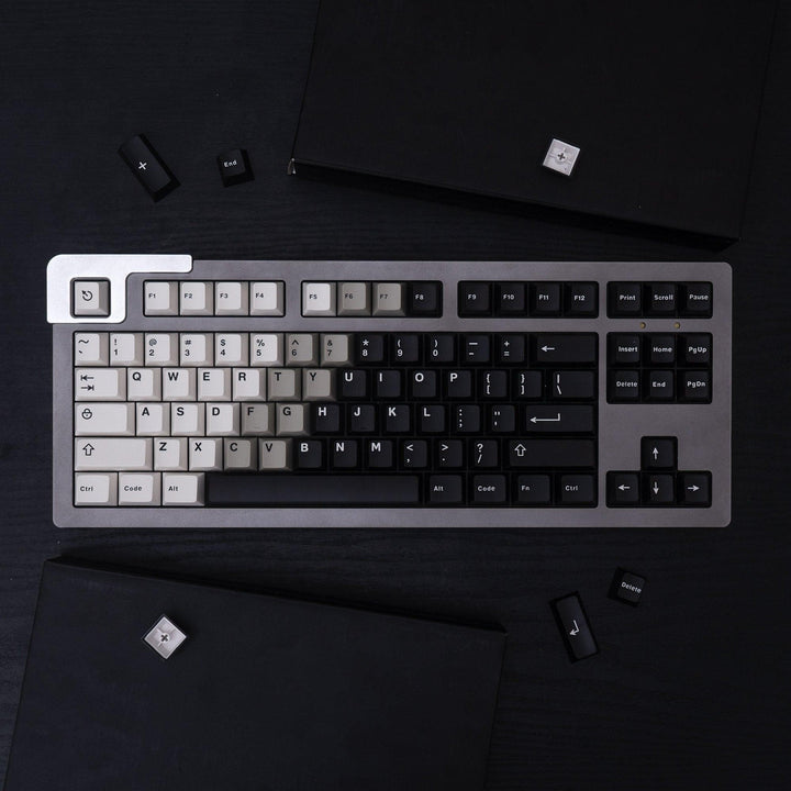 Lisslune | Retro Black-White Gradient Cherry Profile Keycap Set for MX Mechanical Keyboards