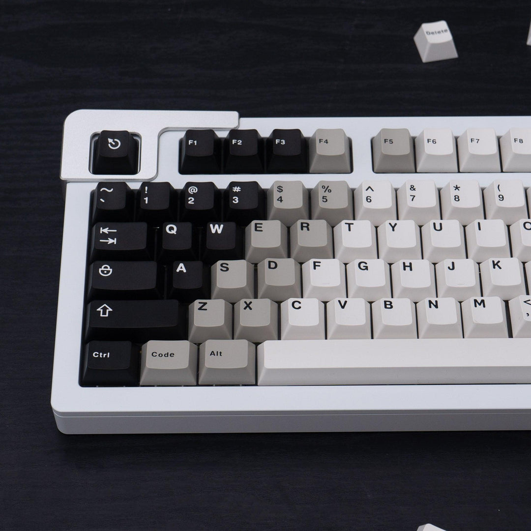 Lisslune | Retro Black-White Gradient Cherry Profile Keycap Set for MX Mechanical Keyboards