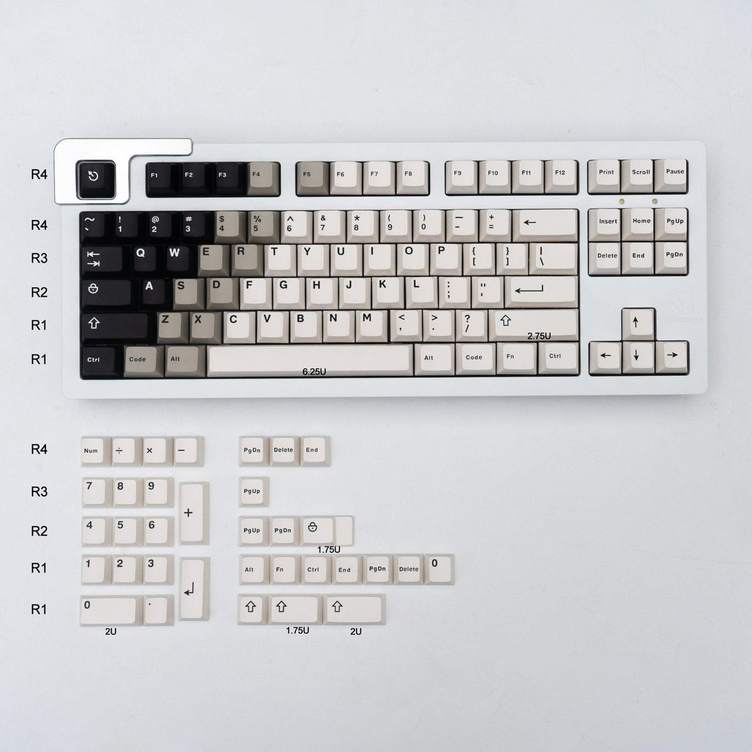 Lisslune | Retro Black and White Gradient Cherry Profile Keycap Set for MX Mechanical Keyboards