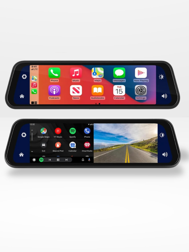 Lisslune | Rearview Mirror Dash Cam 4K Front & Rear | CarPlay & Smart Driving Assistant