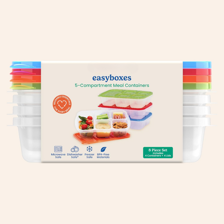 Lisslune | Reusable 5-compartment Food Storage Containers – 8-piece Set