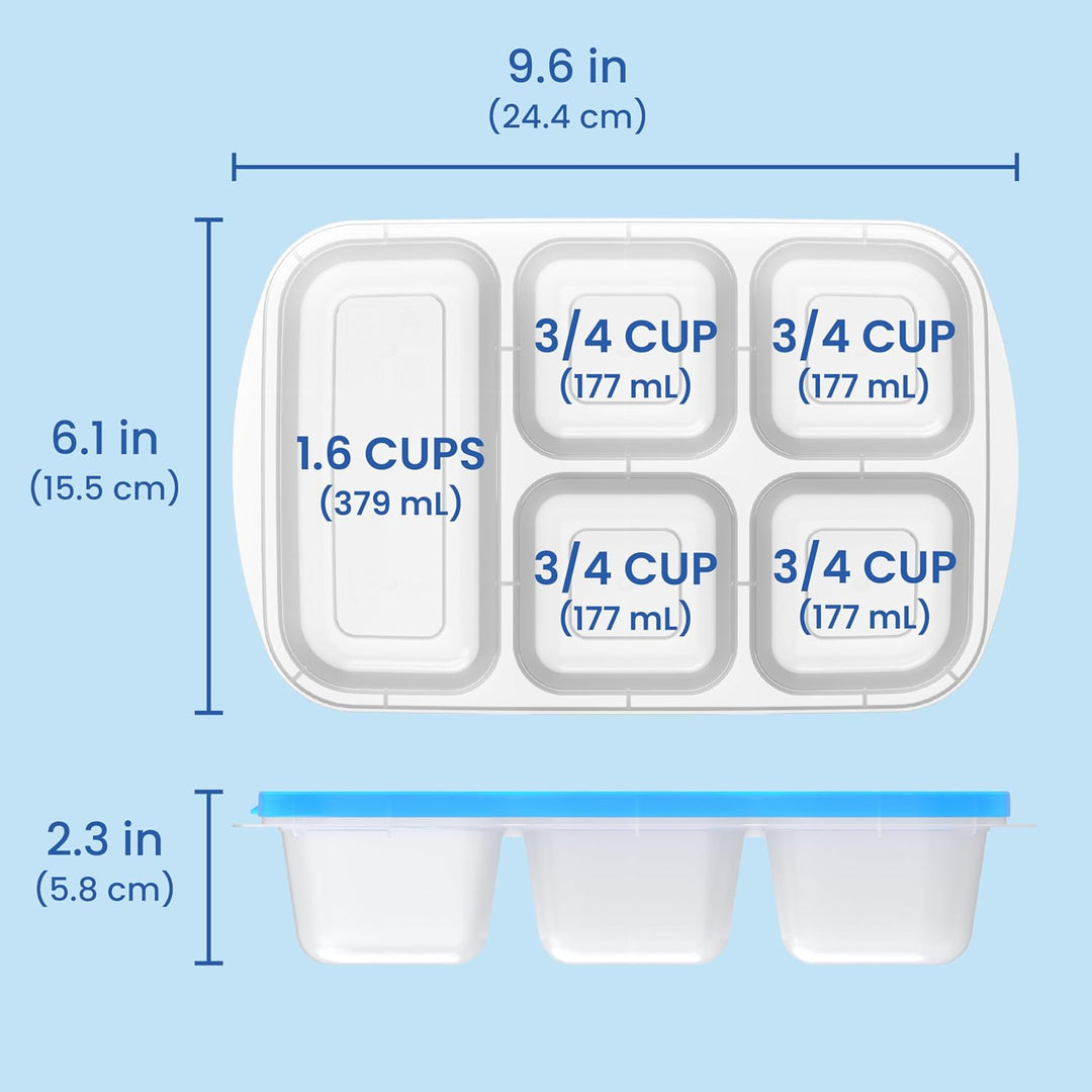 Lisslune | Reusable 5-compartment Food Storage Containers – 8-piece Set
