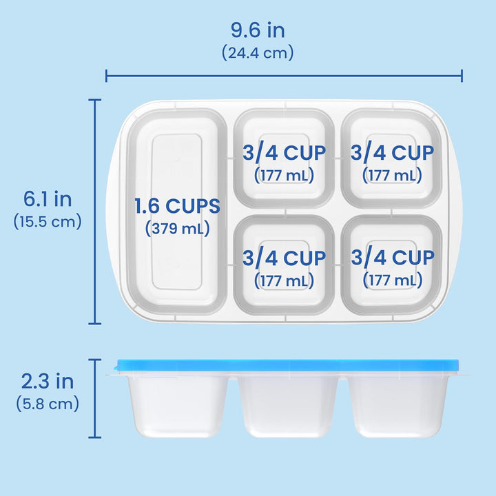 Lisslune | Reusable 5-compartment Food Storage Containers – 8-piece Set