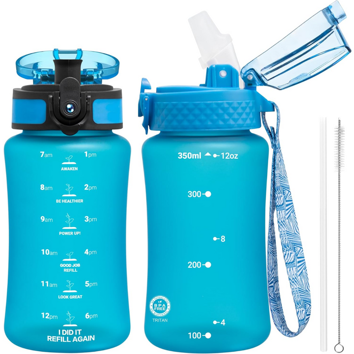 Lisslune | Reusable Tritan plastic water bottle with straw & chug lids