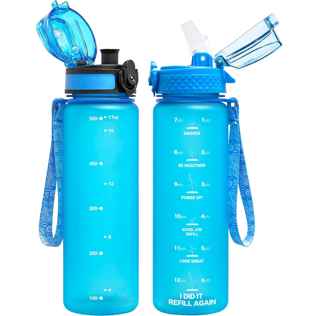 Lisslune | Reusable Tritan plastic water bottle with straw & chug lids