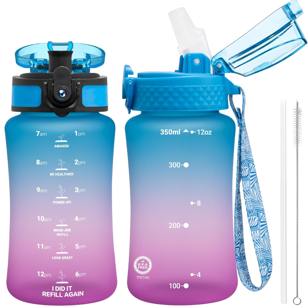 Lisslune | Reusable Tritan plastic water bottle with straw & chug lids